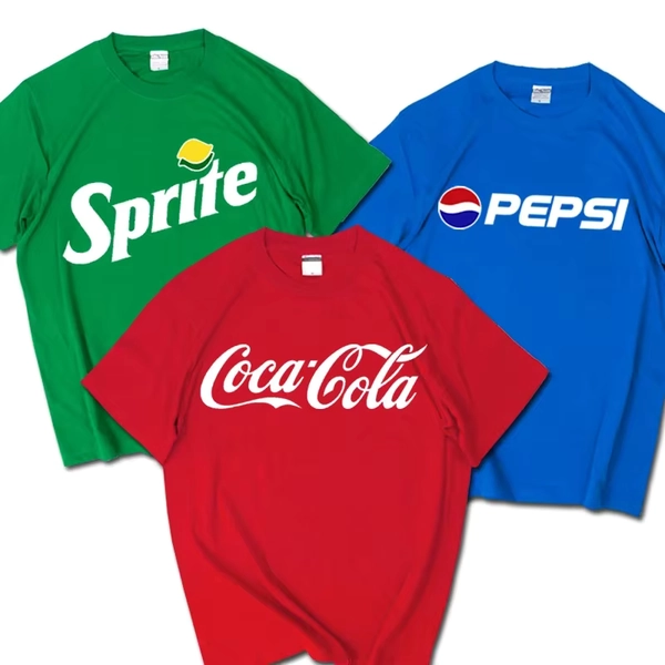 2025 Summer New Trendy Brand INS Pepsi Cola Joint T-shirt Sprite Coca-Cola Men's and Women's Loose Cotton Couple's Short Sleeves - AliExpress 18