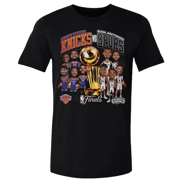 Men's 500 Level Black San Antonio Spurs vs. New York Knicks 2026 NBA Finals Matchup T-Shirt