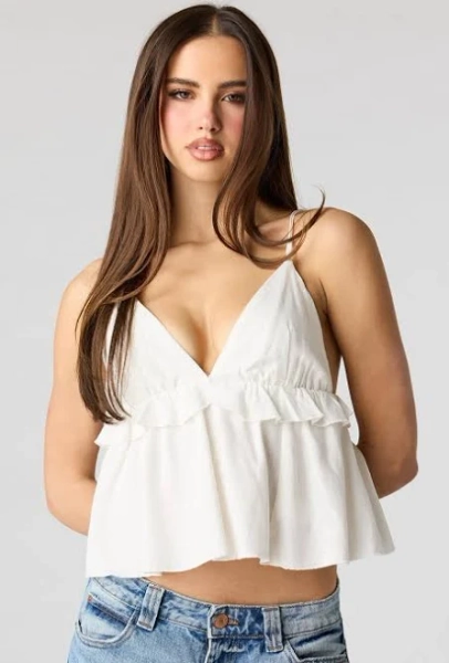 Women's The Stitches Linen-Blend Babydoll Tank