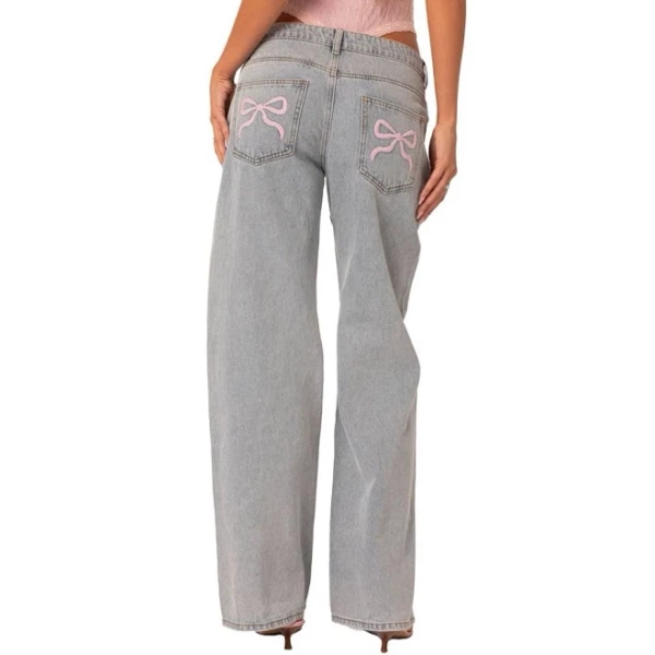Edikted Women's Bow Pocket Relaxed Jeans