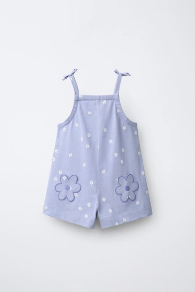 SHORT FLORAL PRINT JUMPSUIT - Blue / Lavender - 1½ years (33,9 INCHES)