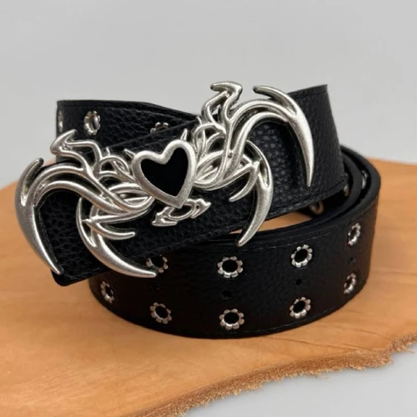 Gothic Punk Style Embossed Heart Artificial Leather Belt
