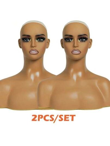  JINGFA Mannequin Head With Shoulders Artificial Eyeball Models Realistic Mannequin Bust Head Dolls For Hat,Wigs,Sunglasses,Jewerly Displaying 2PCS
