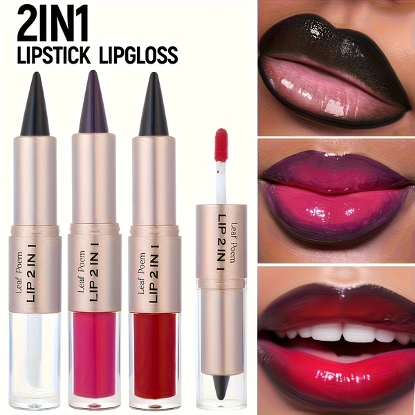 Lip Liner Lip Gloss Double-head Two-in-one Makeup Product - Matte Lip Liner, Mirror-like Lip Gloss, Lip Cream - with Glossy Finish - Perfect Gift Choice
