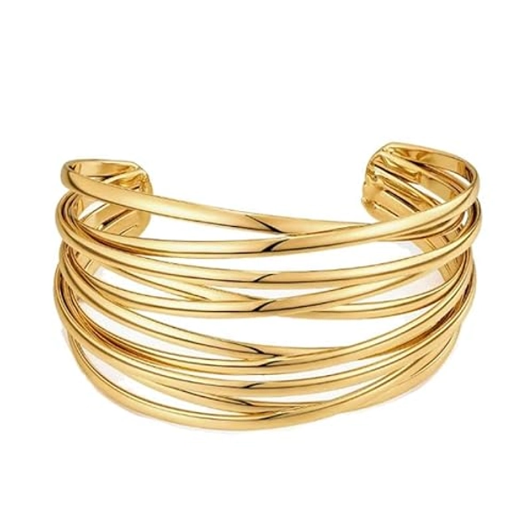 LOCCY Gold Cuff Bracelet for Women, Gold Bangles Bracelet Chunky Bracelets Golden Open Cuff Bangles Bracelets for Women Ladies Girls (Golden 1)