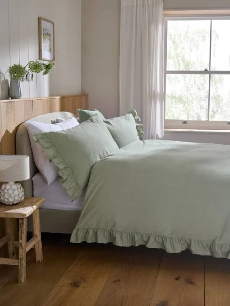 NEXT 100% Cotton Supersoft Brushed Frill Frill Edge Duvet Cover and Pillowcase Set