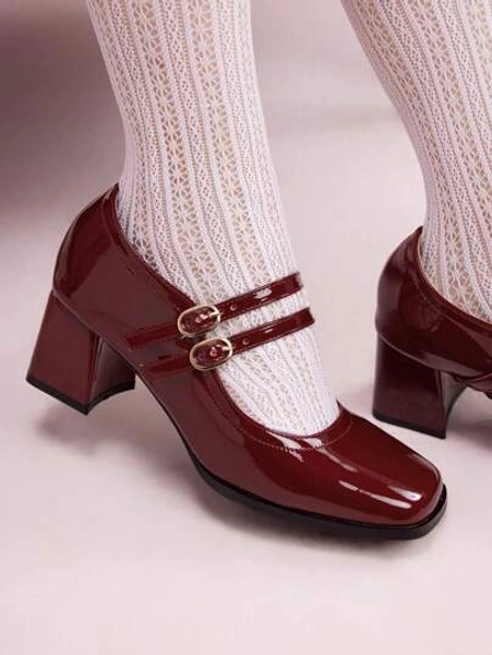 CUCCOO DOLLMOD Women Shoes Fashion Square Toe Red Elegant High Heel Pumps For Summer Graduation Heels Prom Heels Sorceress Spring Shoes Spring Break Easter