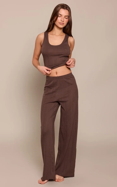 Chocolate Pointelle Pyjama Wide Leg Bottoms