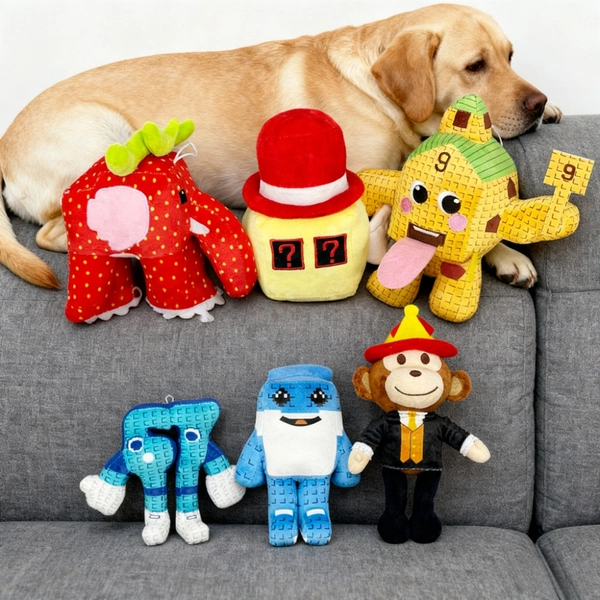 Cute Black Monkey Plush Doll with Red Hat, Strawberry Elephant, Artificial House & Blue Monster Stuffed Animal - Soft Cuddly Suitable for,, Bedtime Companion, Gift