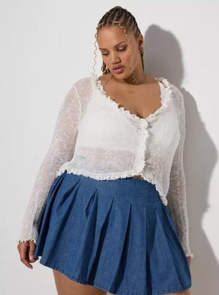 LoveSick Sheer Lettuce Edge Cardigan