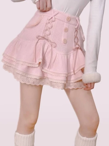 Fairycore Pink Ethereal Turtleneck and Skirt Set