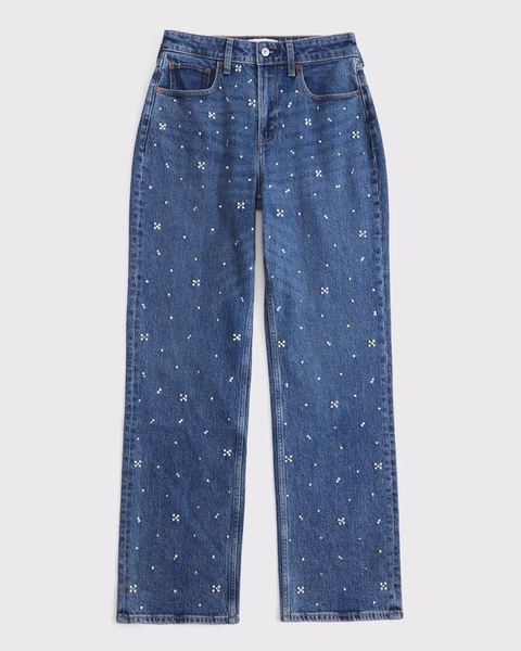 Curve Love High Rise 90s Relaxed Pearl Embellished Jean