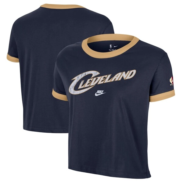 Women's Cleveland Cavaliers Nike Navy Classic Edition Hardwood Classics Essential Vintage Ringer T-Shirt