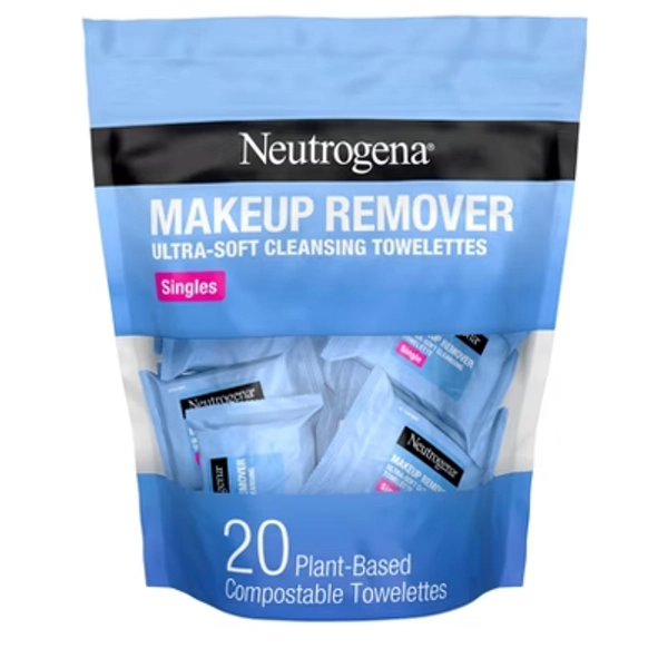 Neutrogena Makeup Remover Wipes - Ultra Soft Micellar Facial Cleansing - Singles - 20ct: Paraben-Free, Alcohol-Free, Suitable for Sensitive Skin