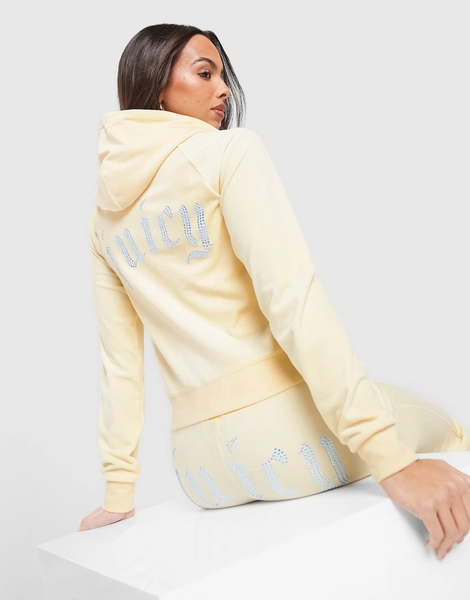 Yellow JUICY COUTURE Logo Diamante Hoodie | JD Sports UK 