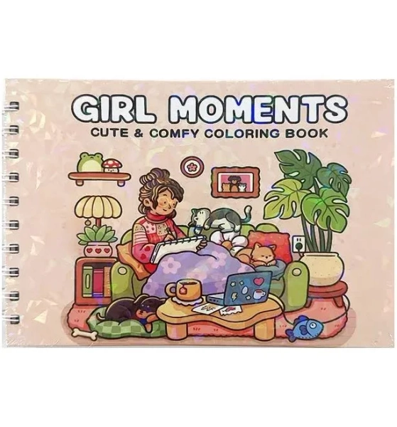 Girl Moments Cute and Comfy Coloring Book - Relaxing Activity Graffiti Painting Book for Adults and