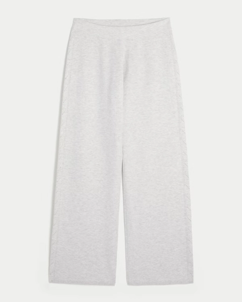 Gilly Hicks Heart Pointelle Straight Sweater-Knit Pants