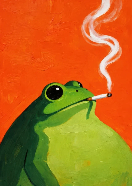 'Frog Smoking a Cigarette' Poster, picture, metal print, paint by Jasmine77 | Displate