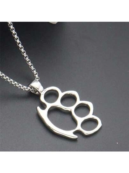1pc Unisex Stainless Steel Claw Print Pendant Necklace, Suitable For Daily Decoration