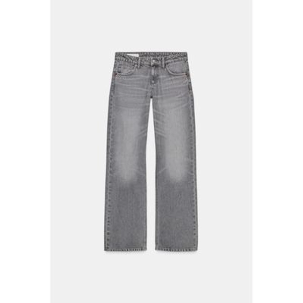 Zara - Trf Wide Leg Low Rise Jeans - Gray - 31 (Us 12) - Woman