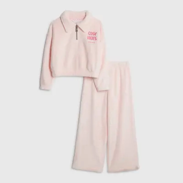 Girls Pink Cosy Vibes Velour Loungewear Set