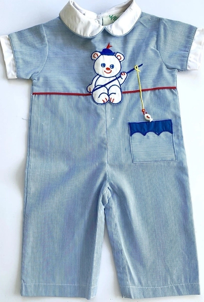 Vintage Tiny Tots Original Baby Boy One-piece Outfit NWOT Bear Fishing 3-6 Month