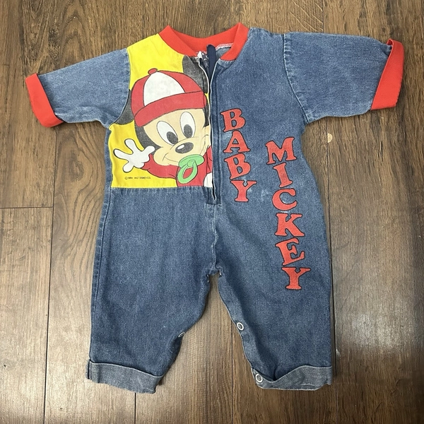 VTG Mickey &amp; Co. Baby Mickey Mouse Disney Bodysuit Zip Snap Romper