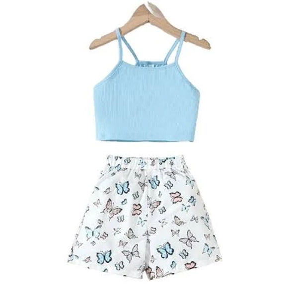 Mikrdoo Girls' Straps and Elastic Butterfly Shorts