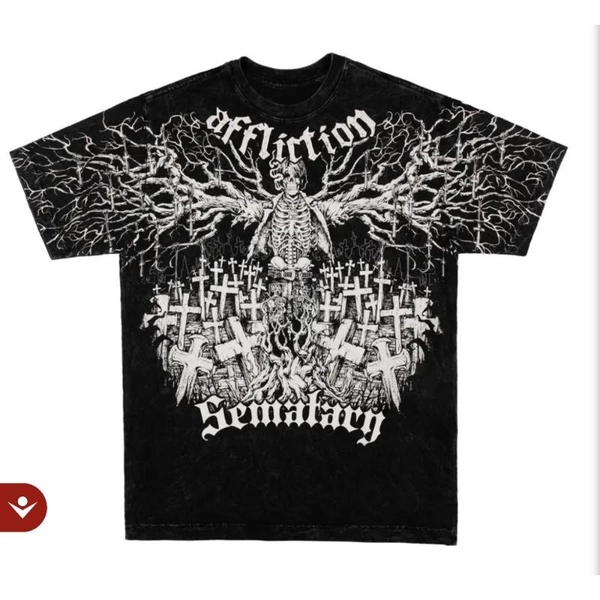 Affliction Vintage Grafisk T-shirt Herr 2000-tal Retro Punk Oversized Bomulls T-shirt Hip Hop Streetwear Rund Hals Kortärmad Topp