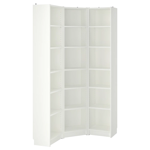BILLY Bookcase combination/crn solution - white 37 3/8/37 3/8x11x79 1/2 "