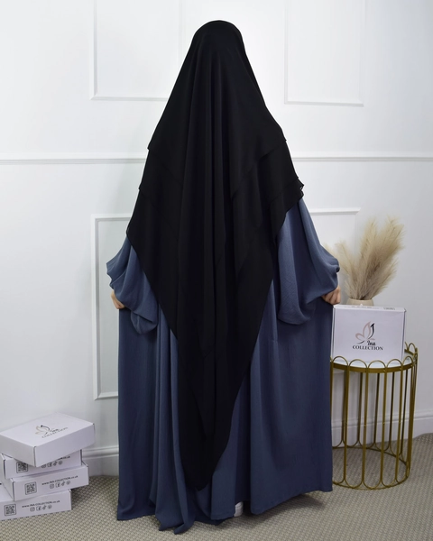 Khimar Premium 3 Layer Chiffon Black - Ina Collection