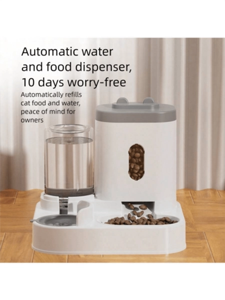 Automatic Pet Feeder And Drinker Set, 2300ml Food Container, 1000ml Water Tank, White,Back-To-School Gifts, Gifts For Friends, Thanksgiving Gifts, Valentine's Day Gifts