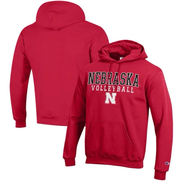 Champion Men's Nebraska Huskers Stack Logo Volleyball Hoodie