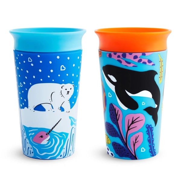 Munchkin® Miracle® 360° WildLove Spoutless Sippy Cup, 9 oz, Polar Bear/Orca, Unisex, 2 Pack - Walmart.com