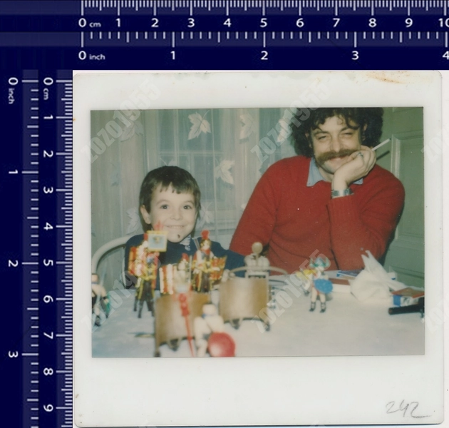 INSTANT PHOTO Kid Toys Father Son Smoking Cigarette Mustache vintage original