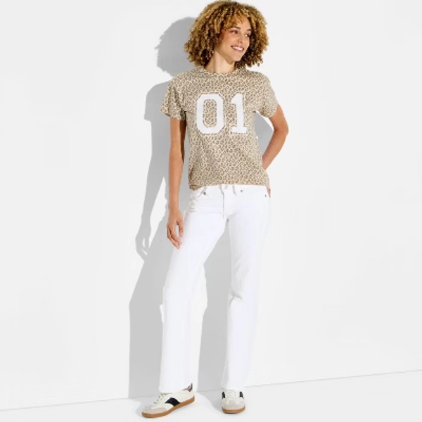 Women's Leopard 01 Short Sleeve Graphic T-Shirt - Tan M