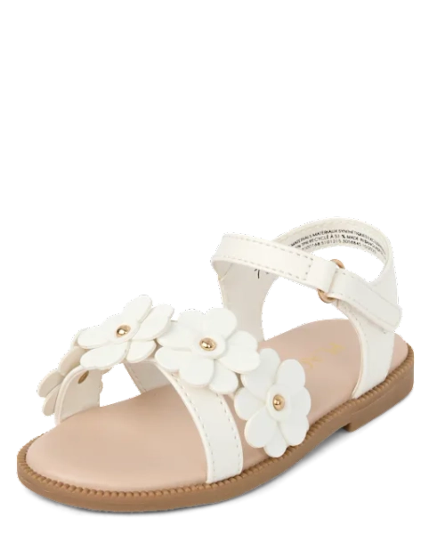 Toddler Girls Floral Sandals - White