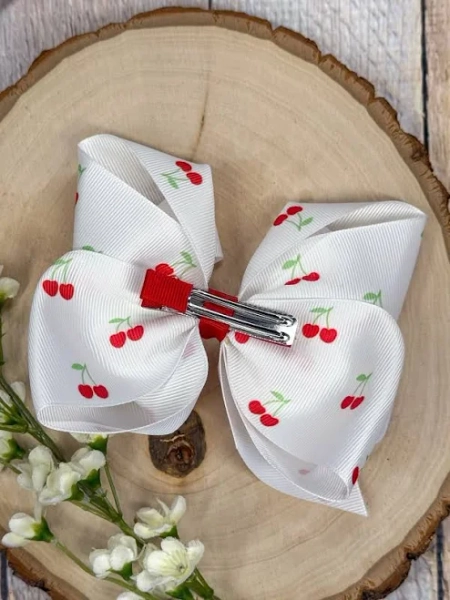 Azalea Cherry Dreams Satin Elastic Hair Bow