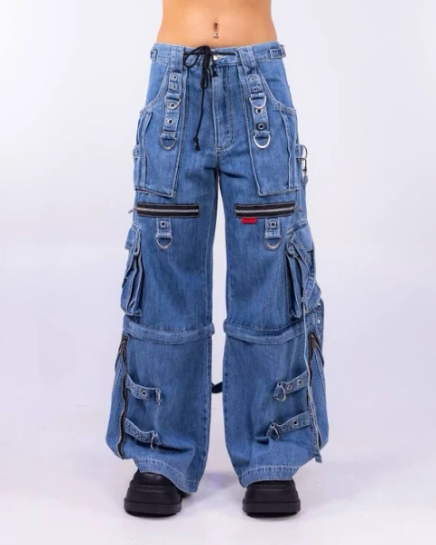 Zip-Off X-Strap Denim Pants