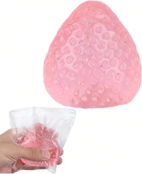 Strawberry Squishy Toy, 2.56x2.44 Inch Large Soft Cute Strawberry Novelty Stress Relief Squishy Squeeze Toy Fun Desk Accessory & Gift For Adults Kids,