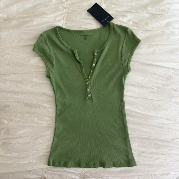 Brandy melville nwt matcha green button up T shirt
