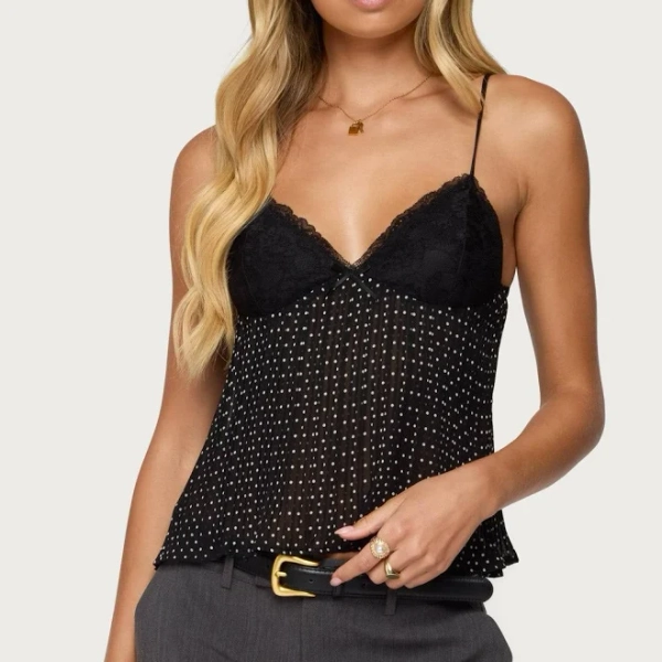 Edikted Women's Rhian Lacey Pleated Babydoll Top