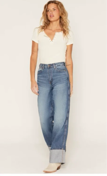 Wrangler Retro Women's Milena Medium Wash High Rise Wide Leg Denim Jeans