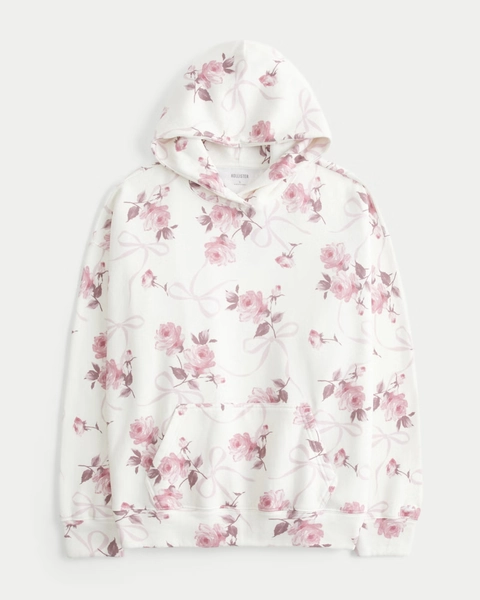 Oversized Floral Pattern Hoodie
