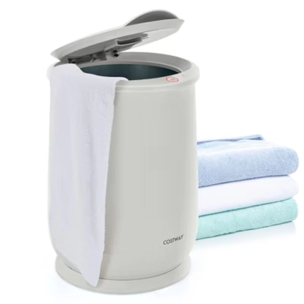 Costway 21L Large Capacity Towel Warmer with Flip-top Lid Auto Shut off Fragrance Holder Grey