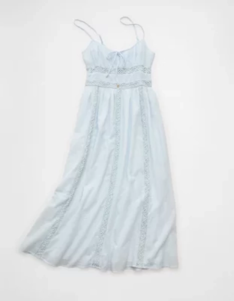 AE Tie-Front Lace Midi Dress