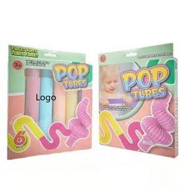 Promotional Pop Tubes Fidget Sensory Toy 6 PackStress Relief Toy