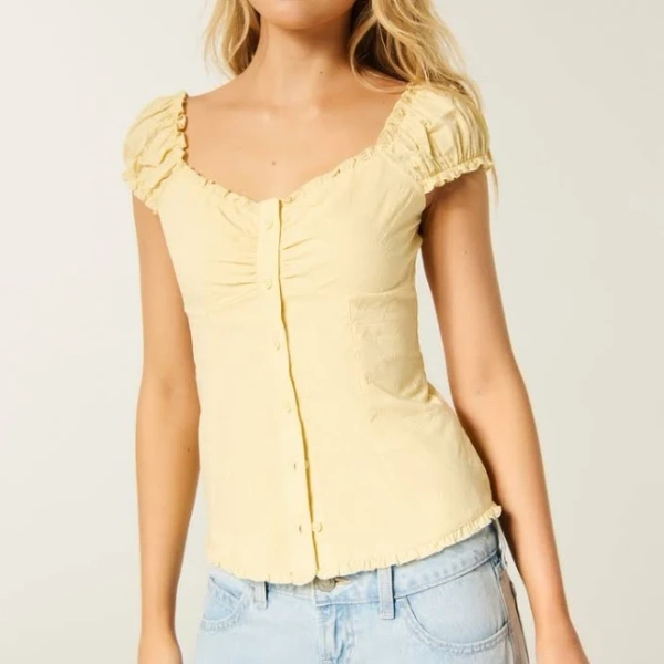 Women's Hollister Talia Top in Yellow Floral