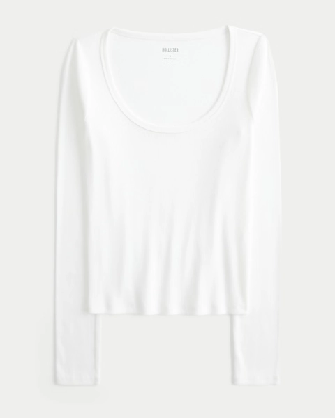 Long-Sleeve Scoop Top