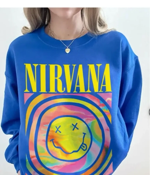 Nirvana-Inspired Smiley Face Crewneck Sweatshirt